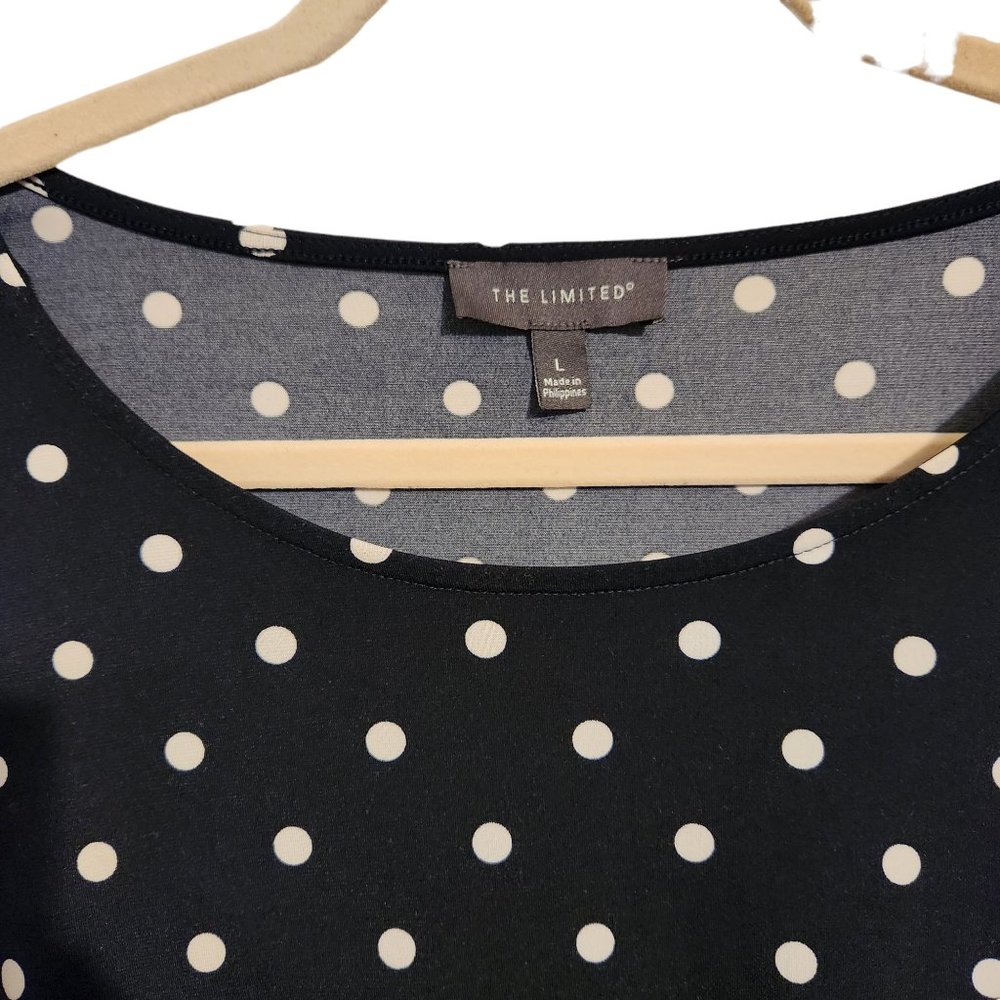 Navy Poka Dot The Limited Cold Shoulder Top Size L - Picture 6 of 6